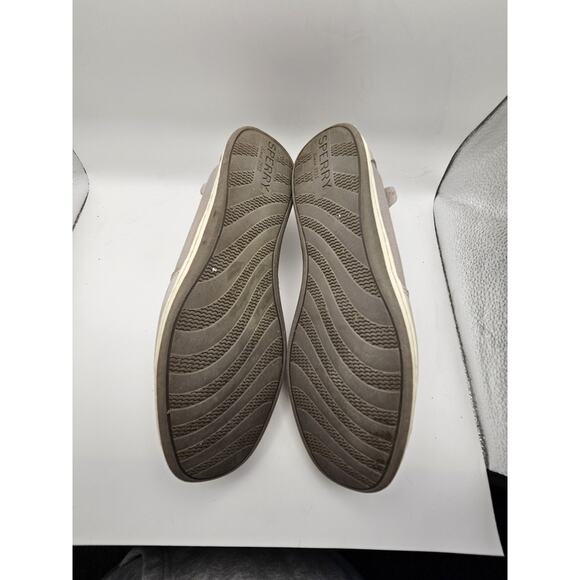 SPERRY Top Sider Leather Canvas Slip on Boat Shoe Lace Up Women 9 *GRAY* - Picture 5 of 6